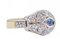18 Karat Yellow and White Gold Ring with Sapphire and Diamonds, 1950s, Image 2