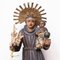 Traditional Figure of a Saint in Hand-Painted Wood, 1950s, Image 3
