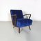 Danish Armchairs in Dark Blue Velvet and Wood, 1960s, Set of 2 7