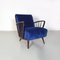 Danish Armchairs in Dark Blue Velvet and Wood, 1960s, Set of 2, Image 7