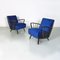 Danish Armchairs in Dark Blue Velvet and Wood, 1960s, Set of 2, Image 13