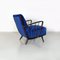 Danish Armchairs in Dark Blue Velvet and Wood, 1960s, Set of 2, Image 8