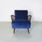 Danish Armchairs in Dark Blue Velvet and Wood, 1960s, Set of 2 6