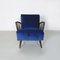 Danish Armchairs in Dark Blue Velvet and Wood, 1960s, Set of 2, Image 6