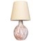 Italian Modern Pink and White Ceramic Base Lamp with Beige Fabric Lampshade, 1970 1