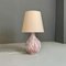 Lampe à Base en Céramique Rose et Blanche avec Abat-Jour en Tissu Beige, Italie, 1970 7