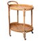 Mid-Century Italian Oval Serving Bar Cart Trolley in Bamboo and Rattan, 1960s 1