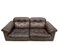 Ds-101 2-Seater Sofa and Ottoman in Brown Leather from de Sede, 1970s, Set of 2 8