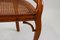 Mid-Century Faux-Bamboo Caned Barrel Armchair in Carved Walnut, France, 1970s, Image 5