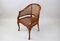 Mid-Century Faux-Bamboo Caned Barrel Armchair in Carved Walnut, France, 1970s 10