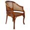 Mid-Century Faux-Bamboo Caned Barrel Armchair in Carved Walnut, France, 1970s, Image 1