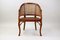 Mid-Century Faux-Bamboo Caned Barrel Armchair in Carved Walnut, France, 1970s, Image 3