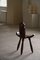 Antique French Wooden Carved Tripod Chair in Wabi Sabi Style, Early 20th Century 3