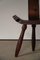 Antique French Wooden Carved Tripod Chair in Wabi Sabi Style, Early 20th Century 6