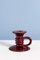 Vintage Crimson Red Candlestick from French Faience 1