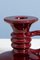 Vintage Crimson Red Candlestick from French Faience 5