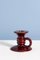 Vintage Crimson Red Candlestick from French Faience, Image 4