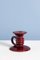 Vintage Crimson Red Candlestick from French Faience 3