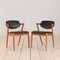 Model 42 Chairs in Teak and Black Leather by Kai Kristiansen, 1960s, Set of 2, Image 1