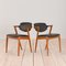 Model 42 Chairs in Teak and Black Leather by Kai Kristiansen, 1960s, Set of 2 3