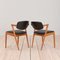 Model 42 Chairs in Teak and Black Leather by Kai Kristiansen, 1960s, Set of 2 5