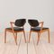 Model 42 Chairs in Teak and Black Leather by Kai Kristiansen, 1960s, Set of 2, Image 5