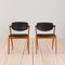 Model 42 Chairs in Teak and Black Leather by Kai Kristiansen, 1960s, Set of 2 2