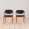 Model 42 Chairs in Teak and Black Leather by Kai Kristiansen, 1960s, Set of 2, Image 2