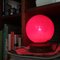 Small Mid-Century Portuguese Wooden Table Lamp with Red Glass Globe, 1970s 4