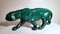 Französischer grüner glasierter Art Deco Panther aus Keramik im Stil von Saint Clement, 1930 5