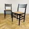 Black Dining Chairs with Paper Cord Seats, 1970s, Set of 4 6