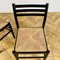 Black Dining Chairs with Paper Cord Seats, 1970s, Set of 4 10