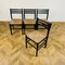 Black Dining Chairs with Paper Cord Seats, 1970s, Set of 4 7