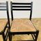 Black Dining Chairs with Paper Cord Seats, 1970s, Set of 4 4