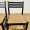 Black Dining Chairs with Paper Cord Seats, 1970s, Set of 4, Image 4