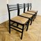 Black Dining Chairs with Paper Cord Seats, 1970s, Set of 4 3