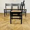 Black Dining Chairs with Paper Cord Seats, 1970s, Set of 4 13