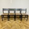 Black Dining Chairs with Paper Cord Seats, 1970s, Set of 4 1