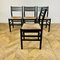 Black Dining Chairs with Paper Cord Seats, 1970s, Set of 4 5