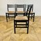 Black Dining Chairs with Paper Cord Seats, 1970s, Set of 4, Image 5