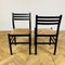 Black Dining Chairs with Paper Cord Seats, 1970s, Set of 4 14