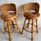 Tabourets Rotatifs en Osier et Bambou, 1950s, Set de 2 12