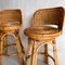 Wicker & Bamboo Handwoven Rotating Stools, 1950s, Set of 2, Image 5