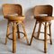 Wicker & Bamboo Handwoven Rotating Stools, 1950s, Set of 2 1