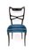 Blue Velvet Dining Chairs in the style of Ulrich, Italy, 1950s, Set of 6 2