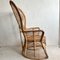 Mid-Century Italian Bamboo & Woven Rattan Wing Back Chair 3
