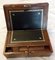 Ancient English Walnut and Brass Intarsia Desk Box with Secret Compartment 2