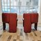 Dinette Stühle aus rotem Leder von Luigi Massoni für Poltrona Frau, 1970er, 2er Set 4