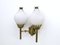 Large 2-Light Opaline Glass and Brass Sconces from Arredoluce, Italy, 1950s 2