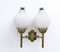 Large 2-Light Opaline Glass and Brass Sconces from Arredoluce, Italy, 1950s 1